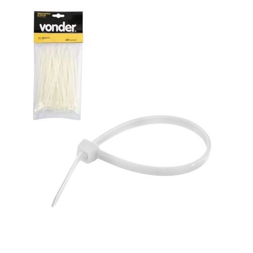 Abraçadeira Nylon 14 cm Branca com 100