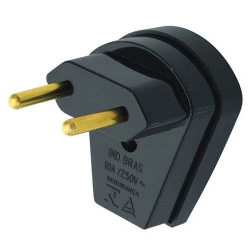 PLUGUE 2P 10A/250V PRETO SL 90º 1461 - FAME